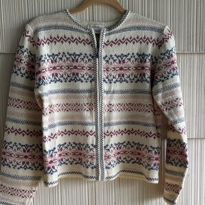 Dressbarn Women's Nordic Pattern Cardigan - Cream, plum,pink blue